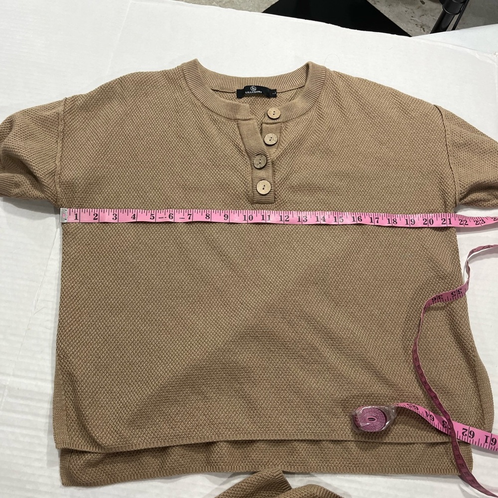 LILLUSORY WAFFLE KNIT 2 PIECE SHORT SET IN BROWN - Picture 8 of 16